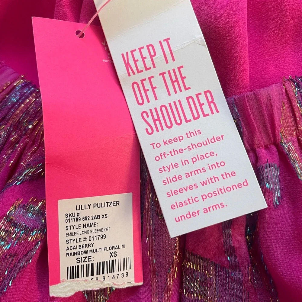 NWT Lilly Pulitzer Emilee Long Sleeve Off The Shoulder Top - Picture 9 of 9